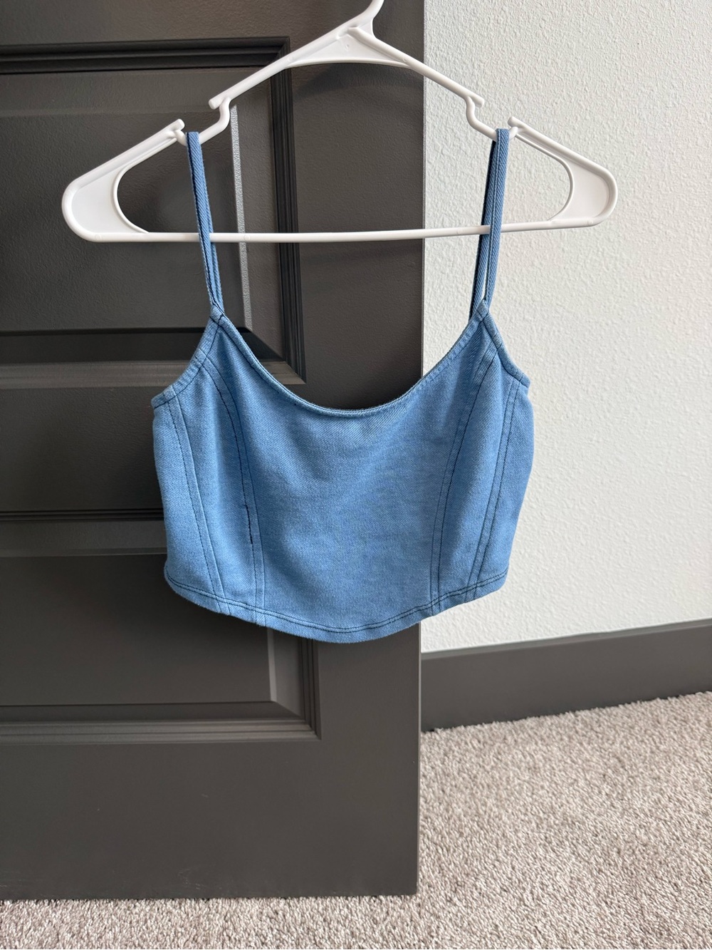Rue21 Light Blue Cropped Denim-Look Cami